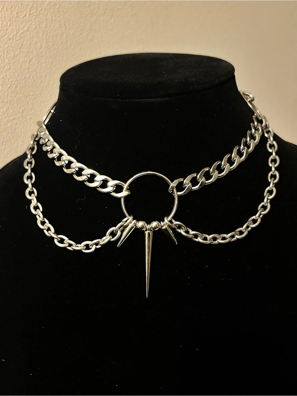 Hand Crafted Spike Chain Choker Necklace